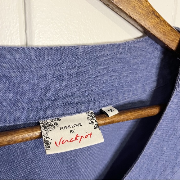 Pure Love by Jackpot 100% Organic Linen Periwinkle Dress. Size 38. - Picture 8 of 10